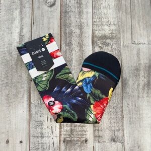 Stance Men's Black Socks with Vibrant Floral Pattern